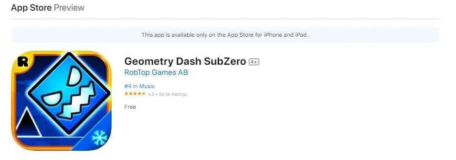 geometry dash subzero for iOS